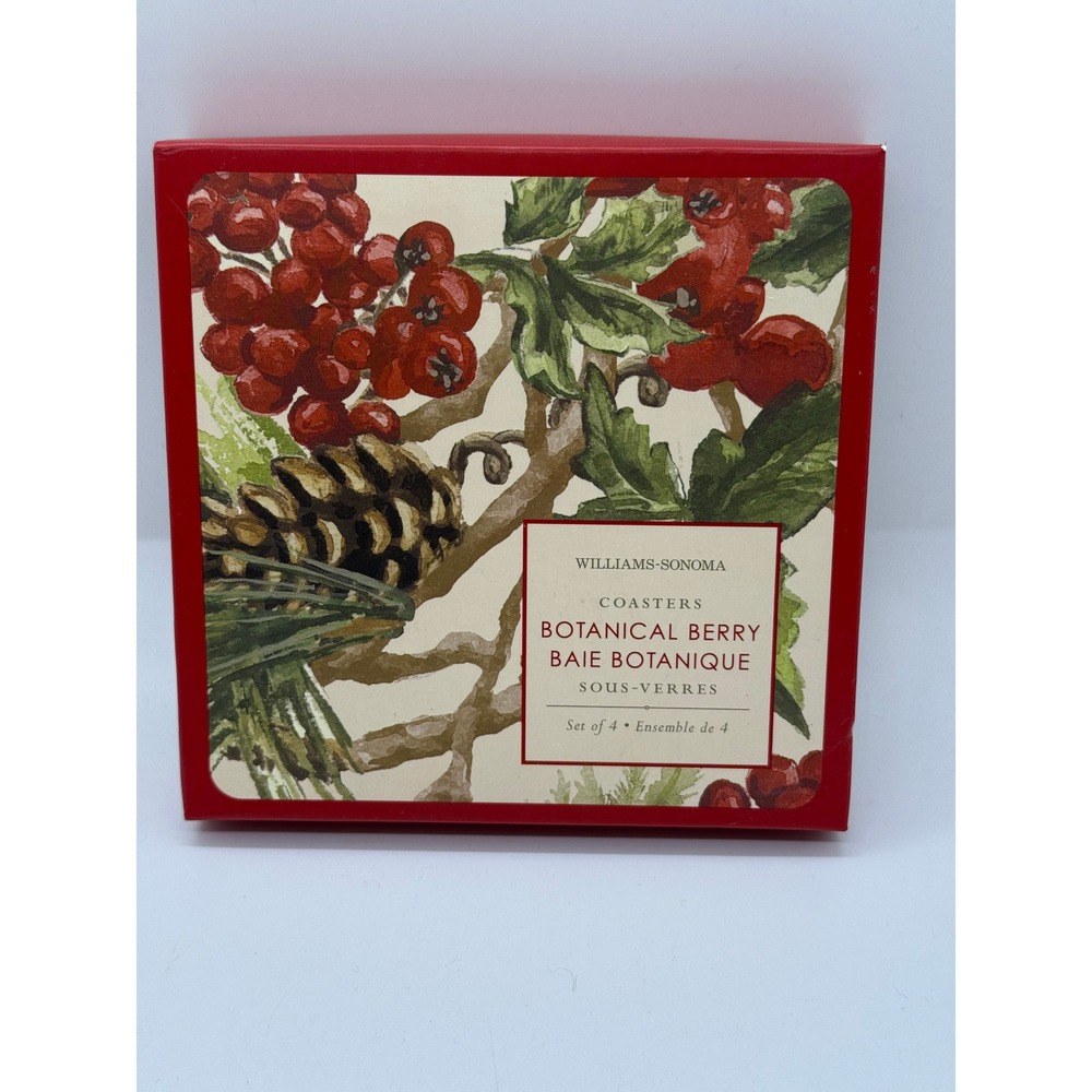 Williams Sonoma Coasters Botanical Berry Set Of 4
